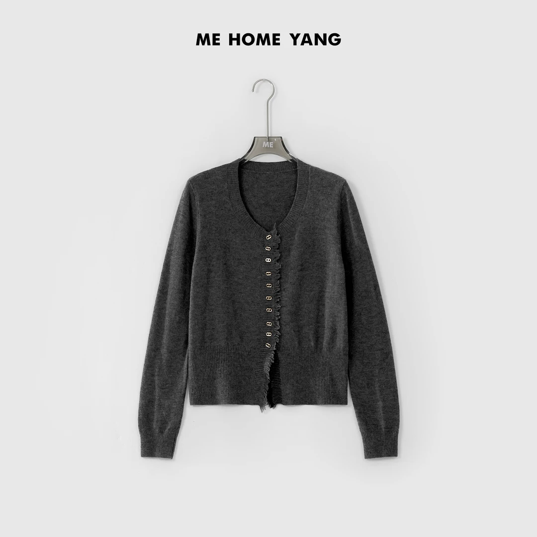 ME【小象灰】100%澳洲全羊毛长袖针织百搭休闲毛衣 MEQC1689