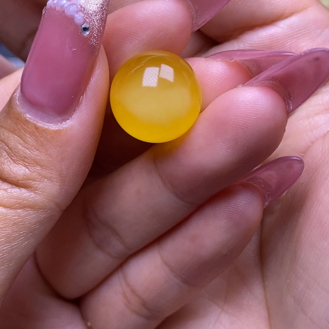 蜜蜡未镶嵌裸石蜜蜡漂花圆珠15.3mm