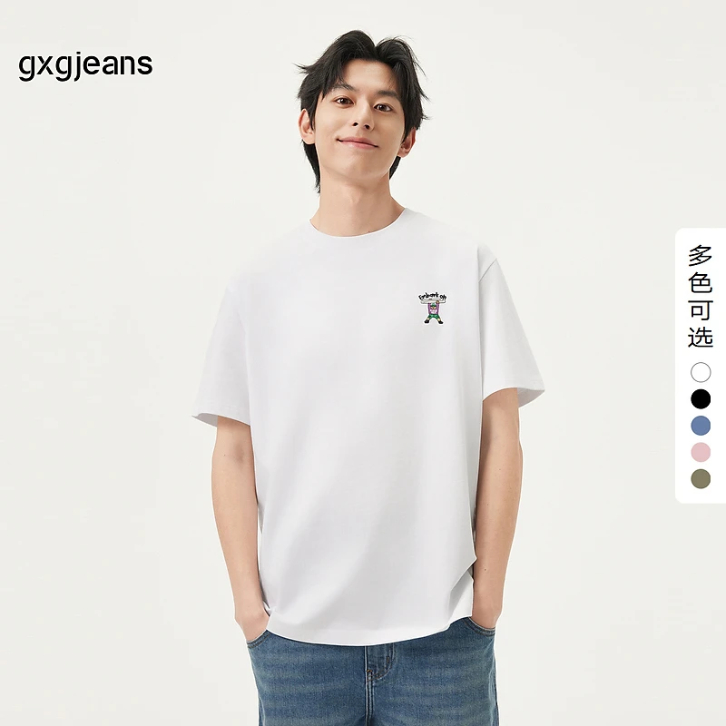 gxgjeans多色印花圆领短袖T恤男生25夏新款#J25D442025