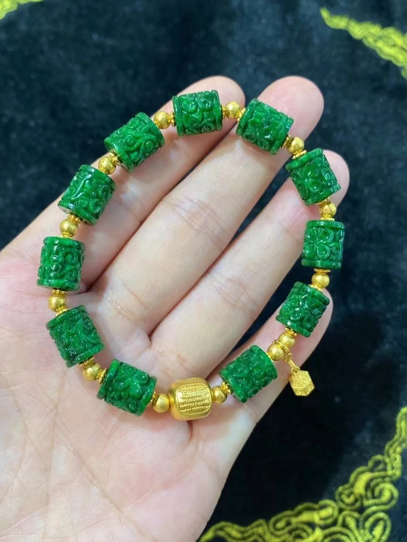 天然A货翡翠18K金镶嵌