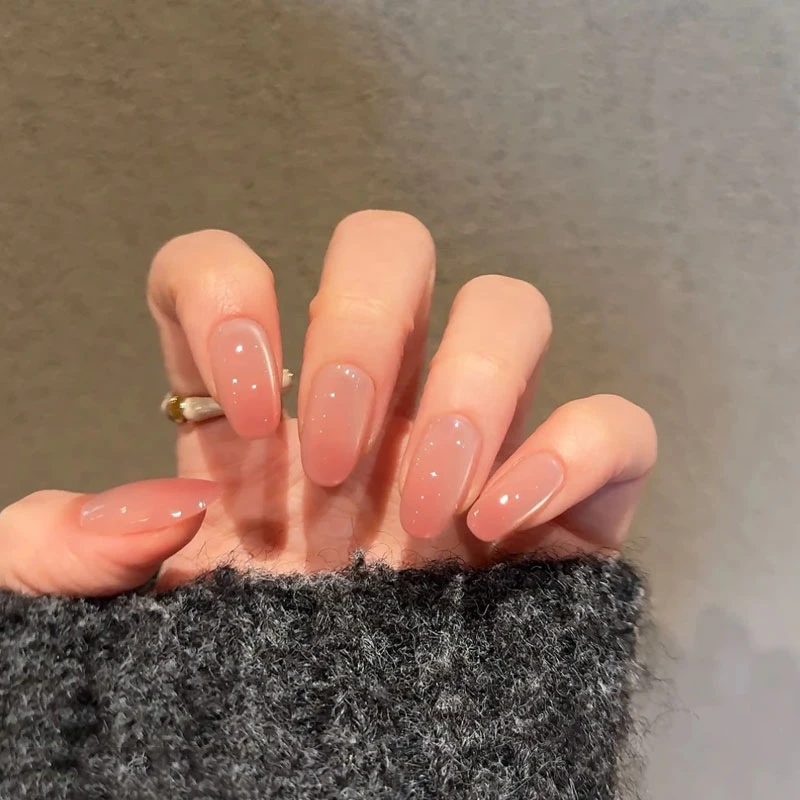 【人间水蜜桃】渐变猫眼裸色中长款穿戴甲INS风美甲