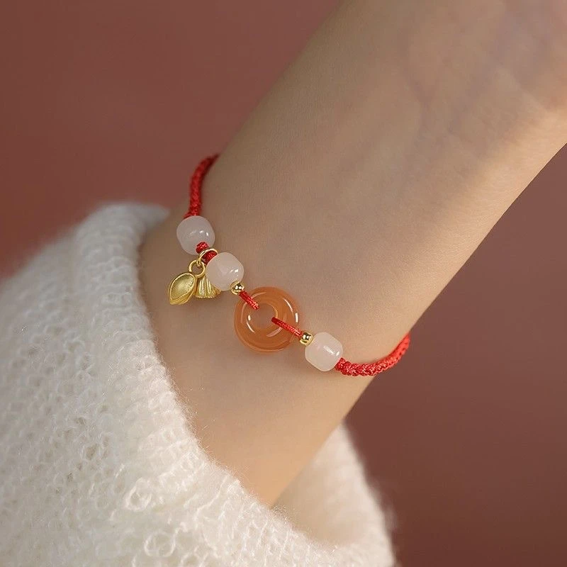 铜合金手链 船锚/舵/海军风格平安扣红色学生简约手工ins风