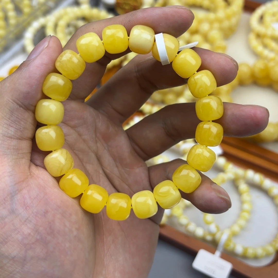 蜜蜡未镶嵌手链卡 11mm 焦皮料鸡油黄