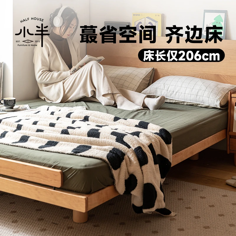 小半樱桃木床实木床单人主卧榻榻米简约边床家用齐边家用实木床