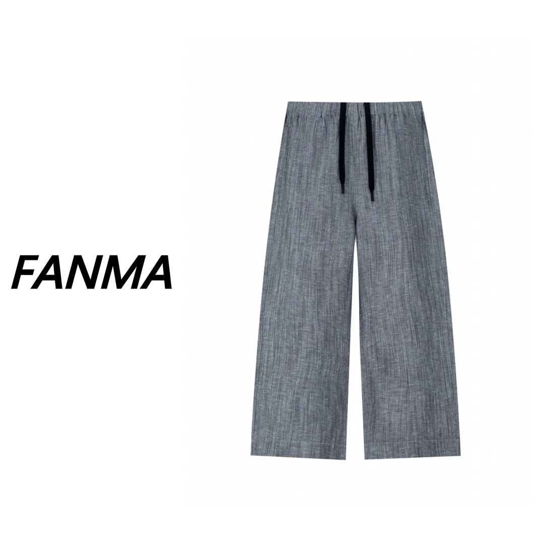 #直筒减压裤# 天丝亚麻高腰休闲裤 百搭设计直筒裤 F169-86106