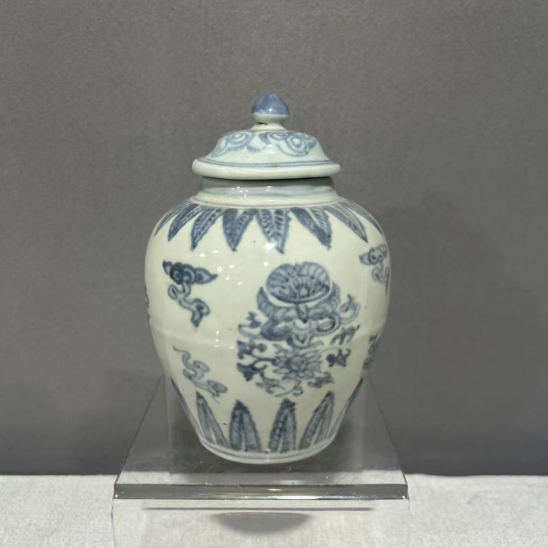 A0724143 明中期 青花花卉纹盖罐（口径约5.5  高16）