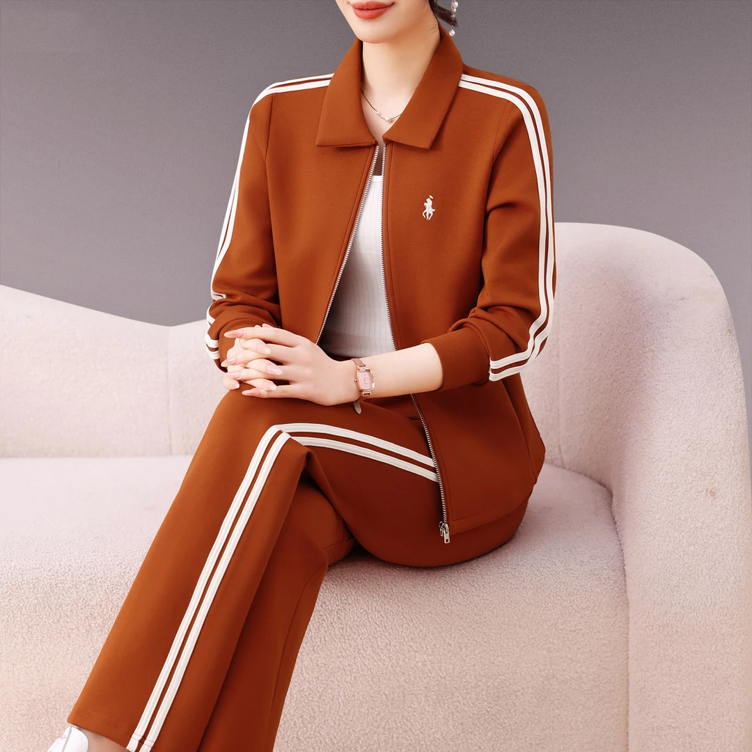 JOZDICE/纪治迪哲运动套装秋季显瘦减龄优雅气质翻领运动服套装女