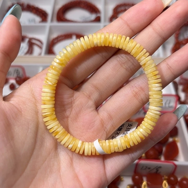 蜜蜡未镶嵌手链精工直切药片蜜蜡7mm