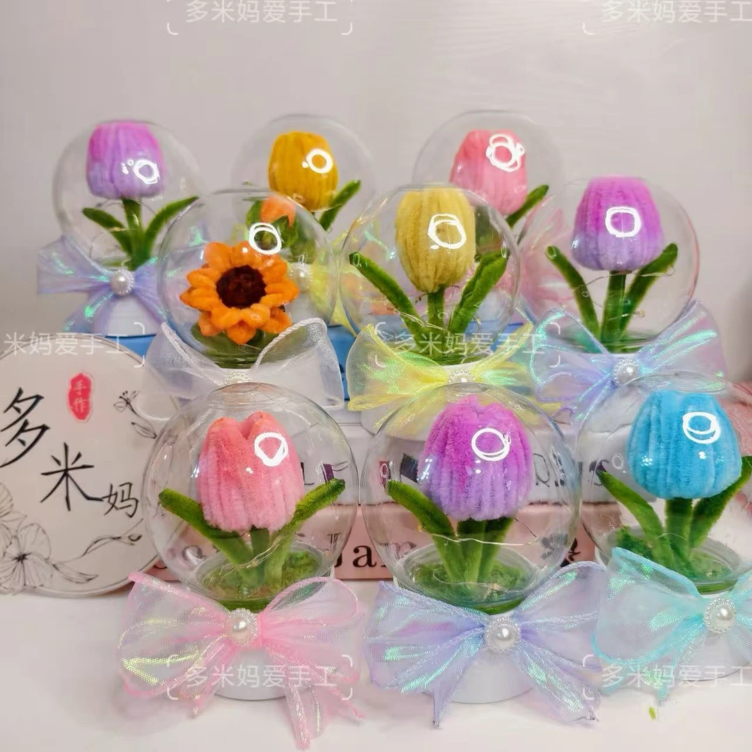 【多米妈爱手工】扭扭棒郁金香向日葵花束DIY创意材料包（非成品）