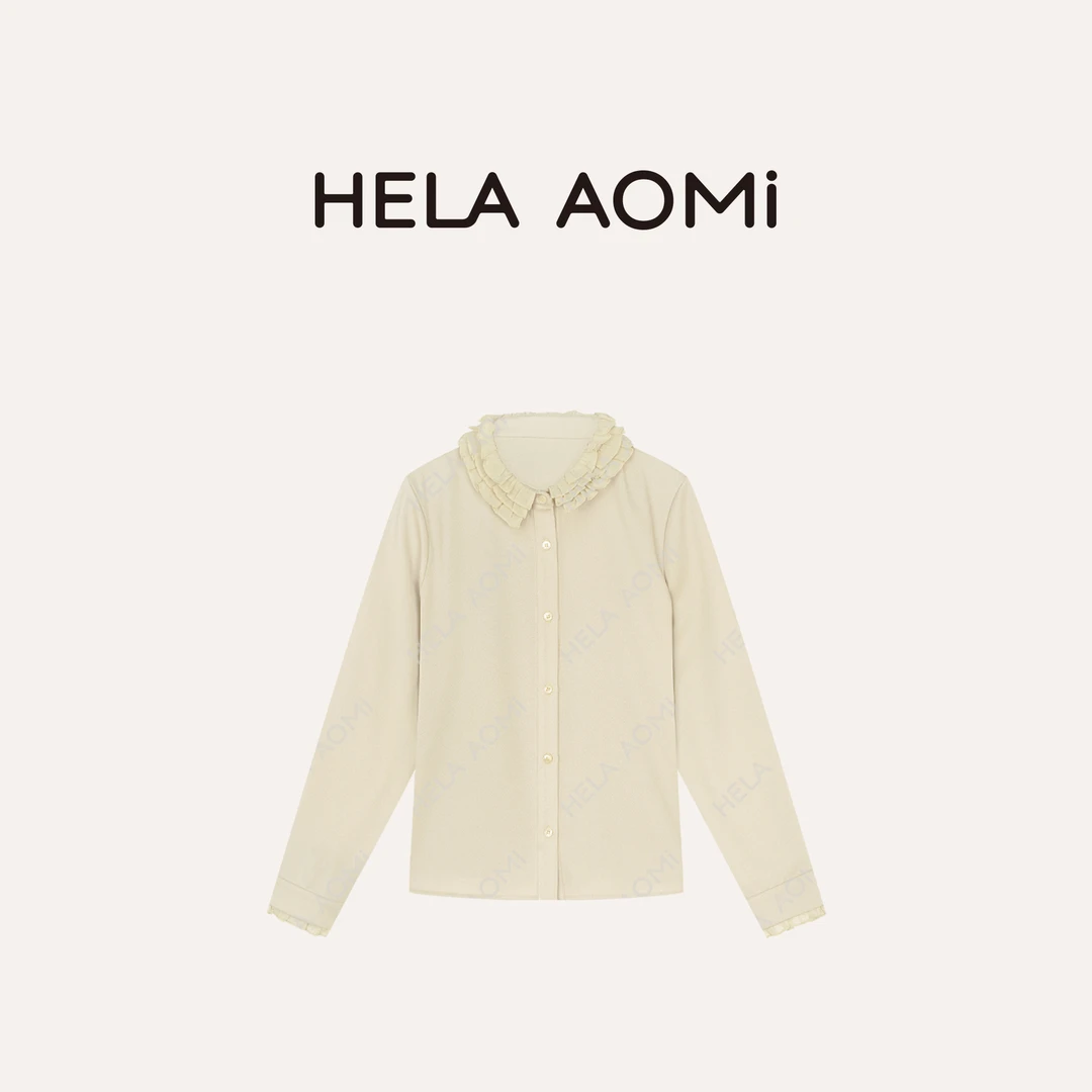 HELA AOMI “木耳领”圆领长袖气质设计感单排扣衬衣CY5CB11664