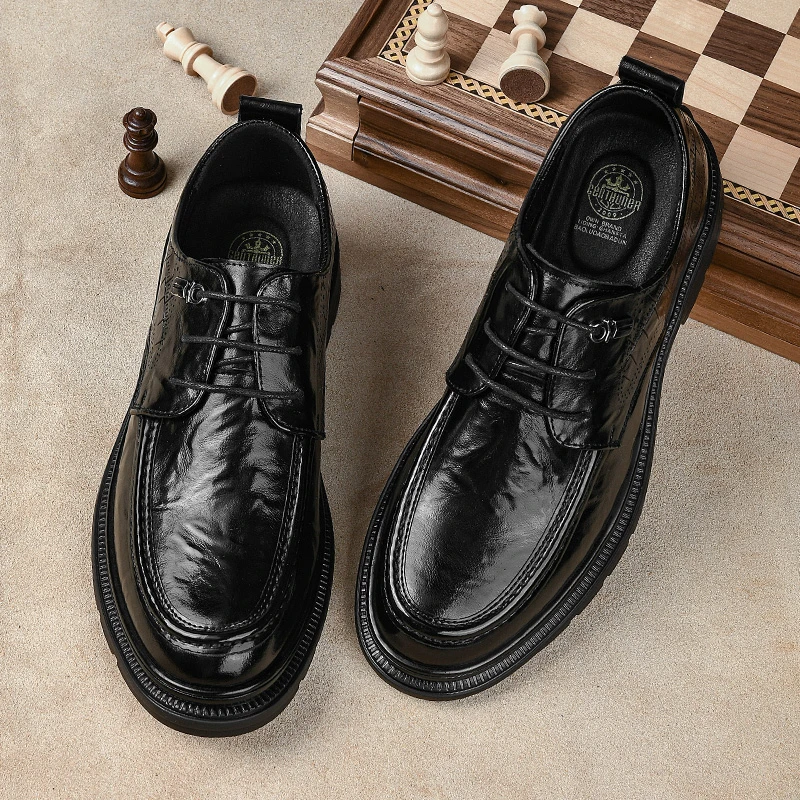 1701皮鞋男新款百搭耐磨商务正装男士休闲潮流英伦圆头时尚系带鞋