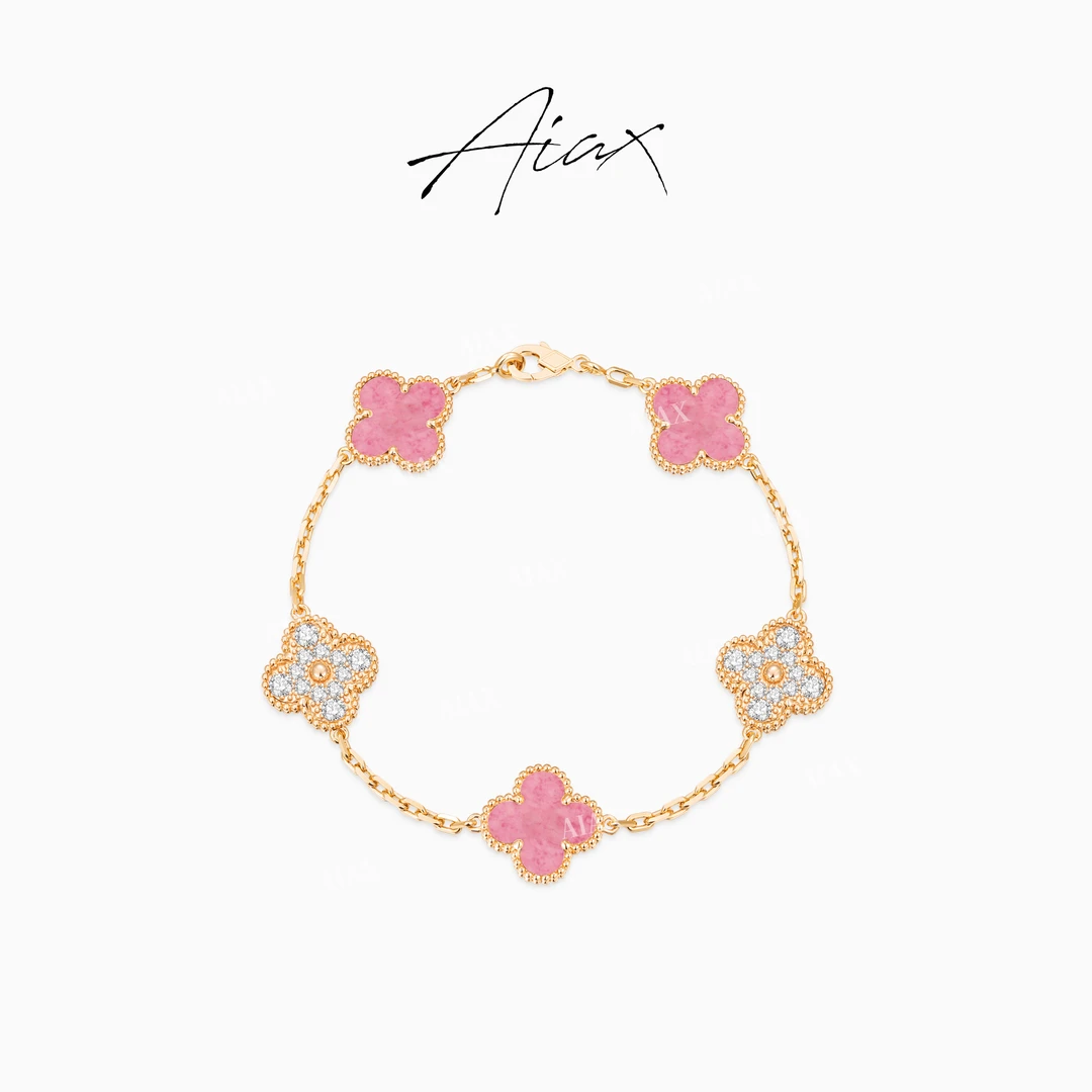 AIAX 925银 镀K金 法式简约浪漫幸运精致四叶手链TSS7275