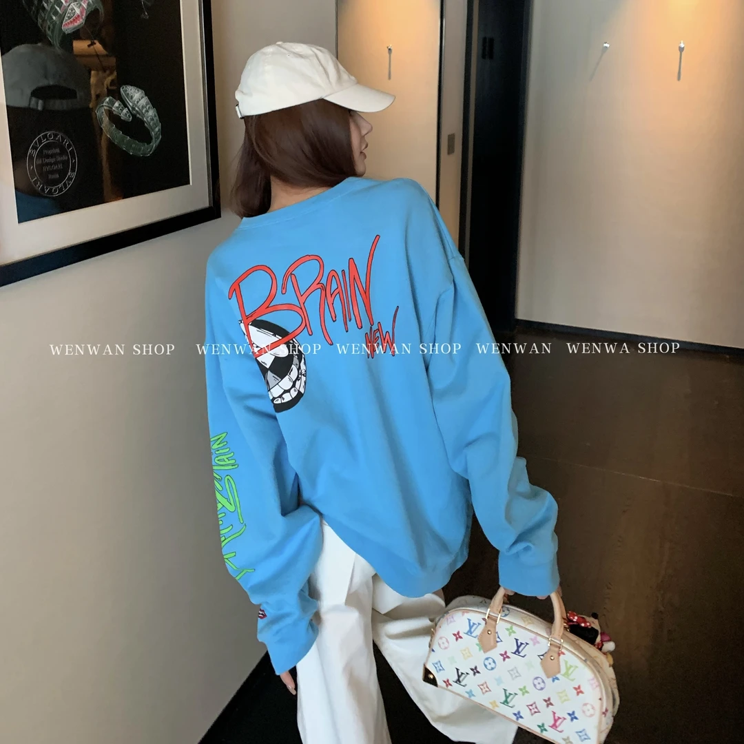 【留子的爱】趣味涂鸦廓形百搭休闲圆领卫衣