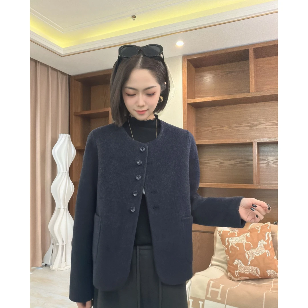 茜百万【如意】双面毛呢大衣女小香风时尚高级感显瘦外套上衣秋冬