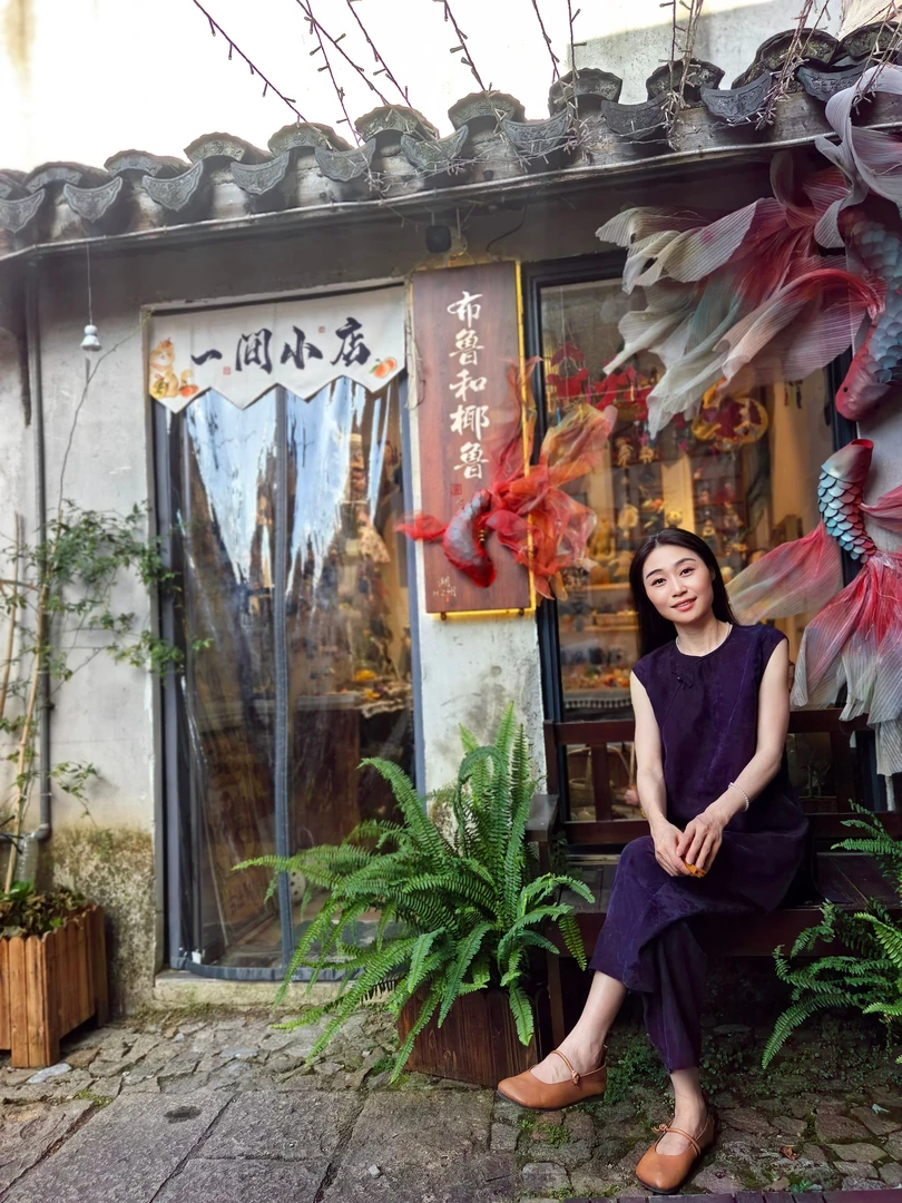 25姆米陈莨记家满桑桑波缎提花香云纱圆领无袖背心上衣252232-1-2