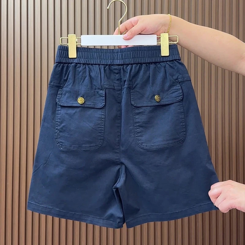 夏季薄款水洗棉布短裤女高腰宽松显瘦休闲百搭透气哈伦裤五分热裤