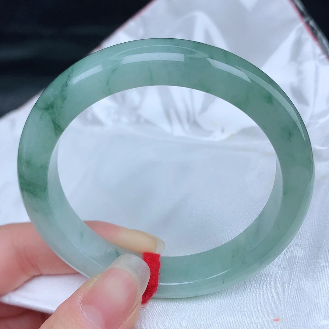 未镶嵌手镯翡翠天然翡翠手镯55圈冰飘花