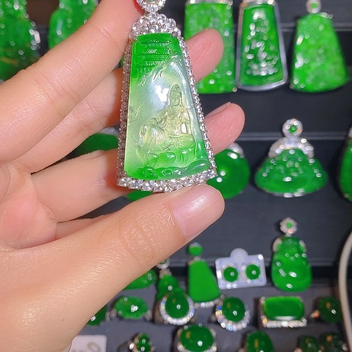 翡翠银S925镶嵌吊坠(不含链)