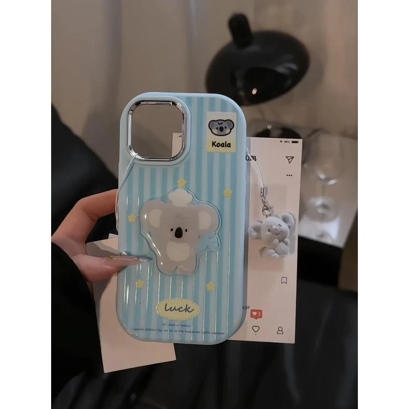 条纹考拉适用苹果17镜框小胖墩16promax手机壳华为60女oppo小米15