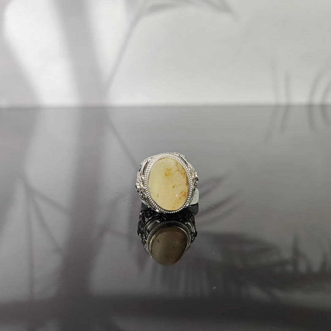 P和田玉青花籽戒指1899