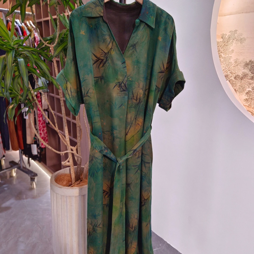 陌妆桑蚕丝连衣裙T013