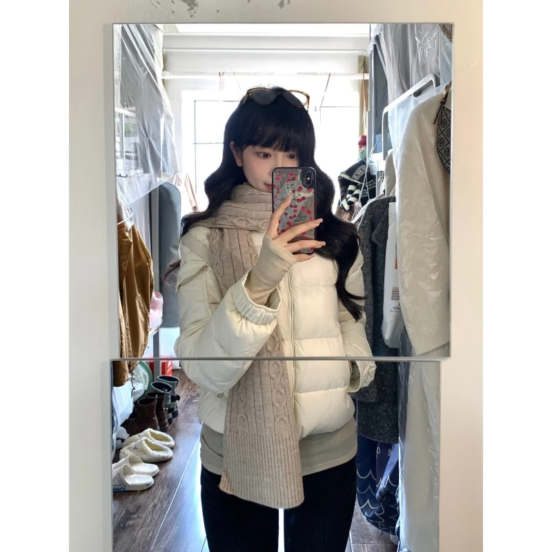 MARIE.COCO新款韩系简约风面包加厚保暖棉服外套搭休闲微喇裤套装