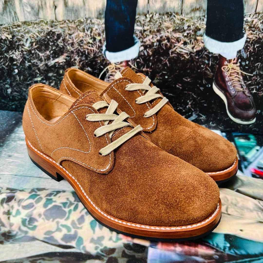 固特异工艺 低帮 复古工装靴  丝光反绒头层牛皮  牛皮大底