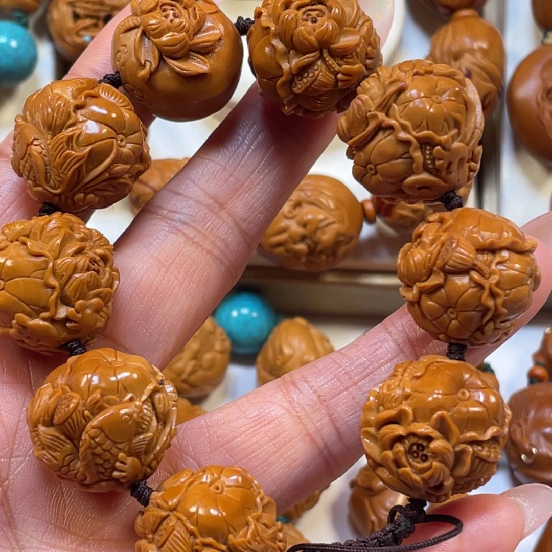 正圆荷花鱼金玉满堂橄榄核