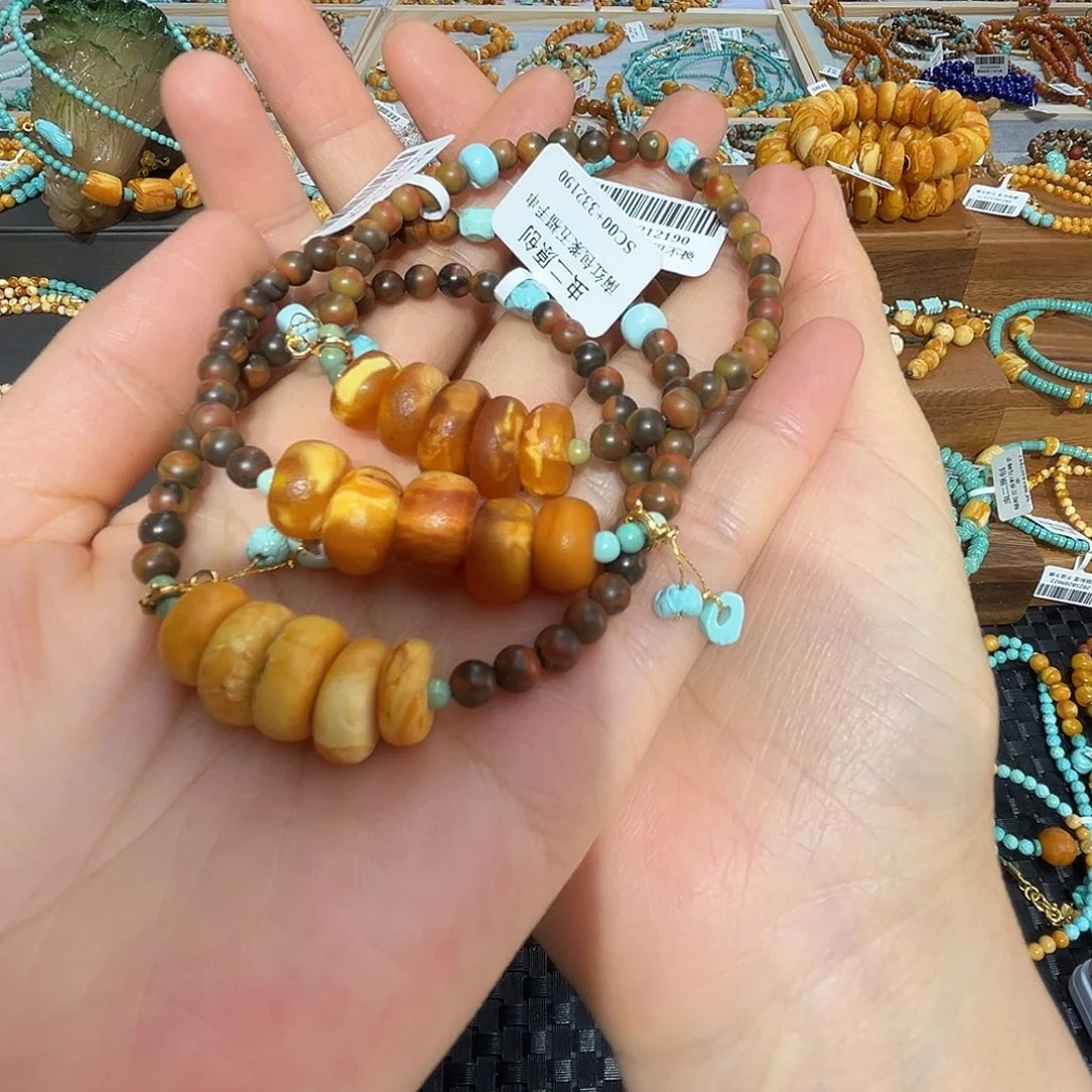 琥珀手链未镶嵌蜜蜡手串多样发其一