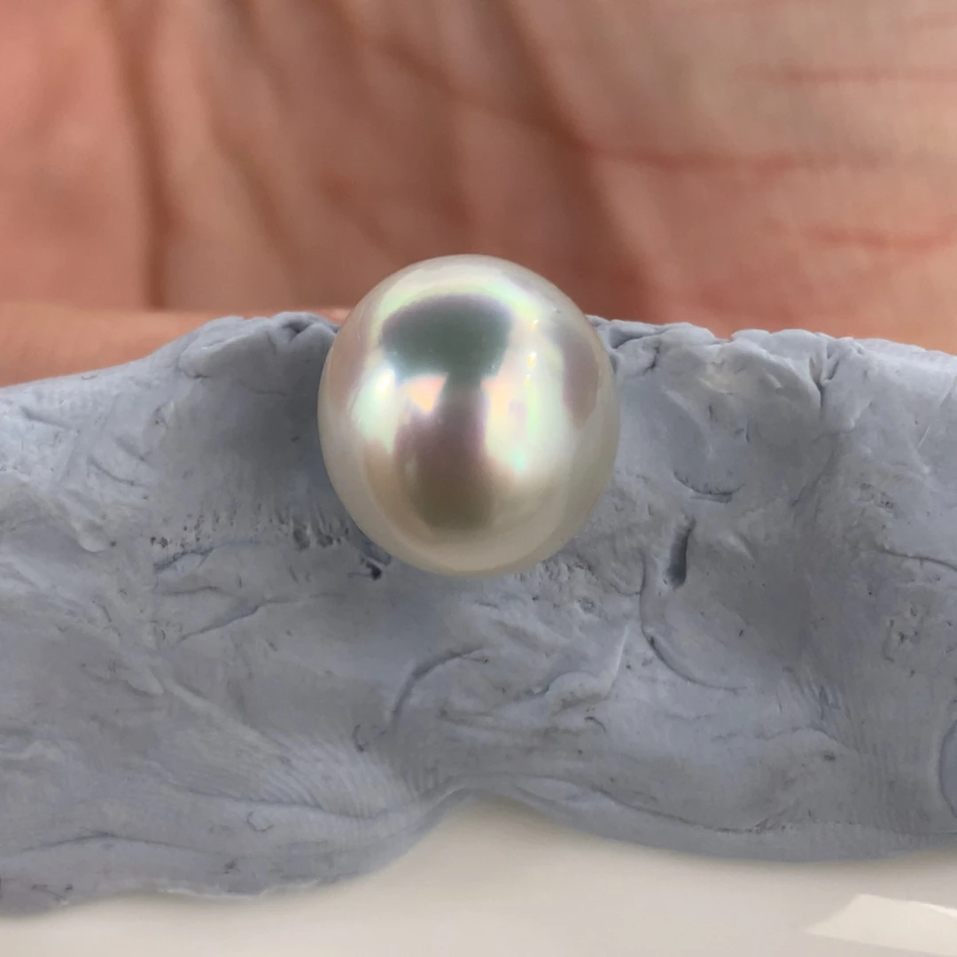 定制海水珍珠未镶嵌裸珠澳白炫彩光11.9mm