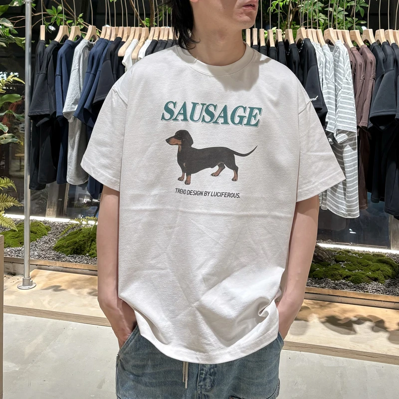 数码直喷杜宾印花时尚百搭潮流短袖夏季宽松休闲T恤 LF2588