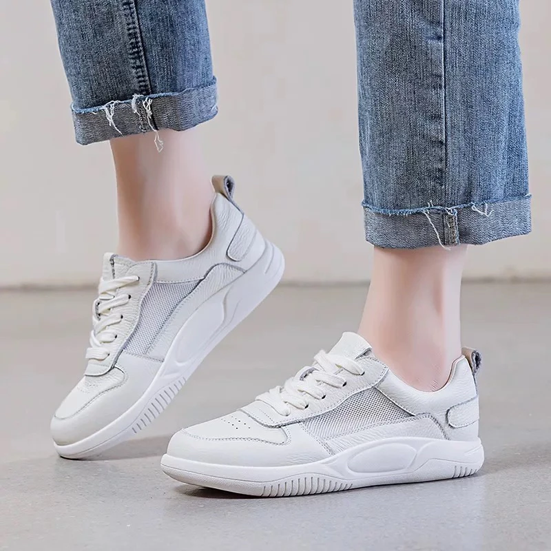 夏季真皮休闲板鞋休闲板鞋女鞋透气防滑运动鞋单鞋百搭时尚