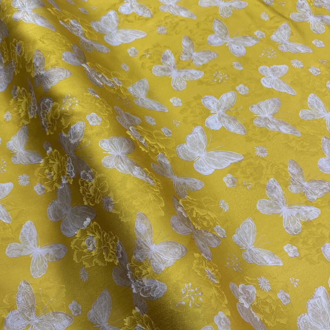 【金蝴蝶】新中式植物丝香云纱布料香云纱面料大布头香云纱