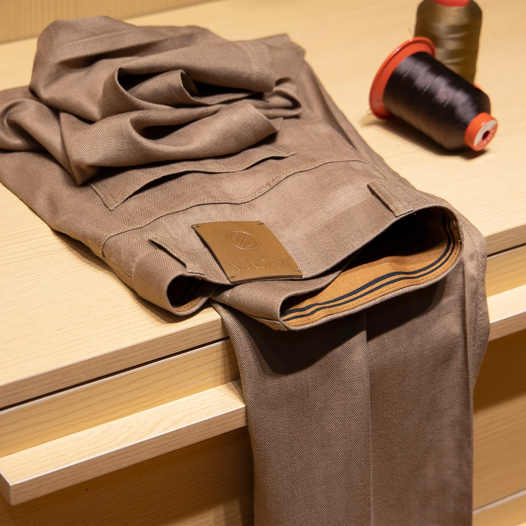 老钱风~杰尼家专柜出品!宽松直筒高端天丝莱赛尔裤子男夏季西裤