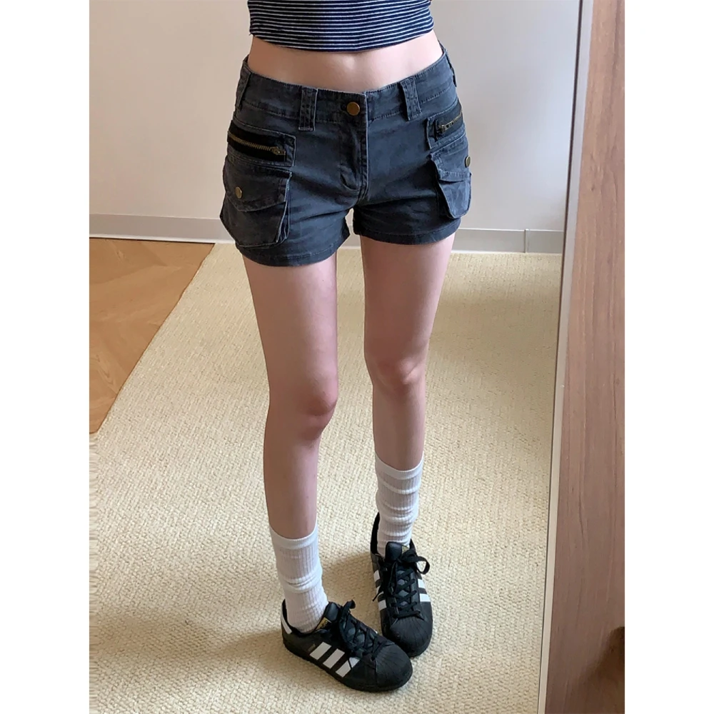 美式工装低腰水洗百搭显瘦牛仔短裤女2025夏季新款重工辣妹热裤子