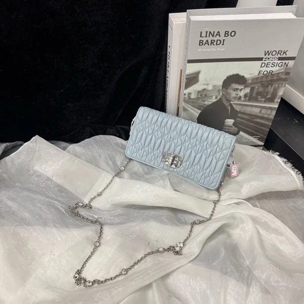 95新 DIOR/迪奥 缪缪 baby蓝斜挎包单肩包