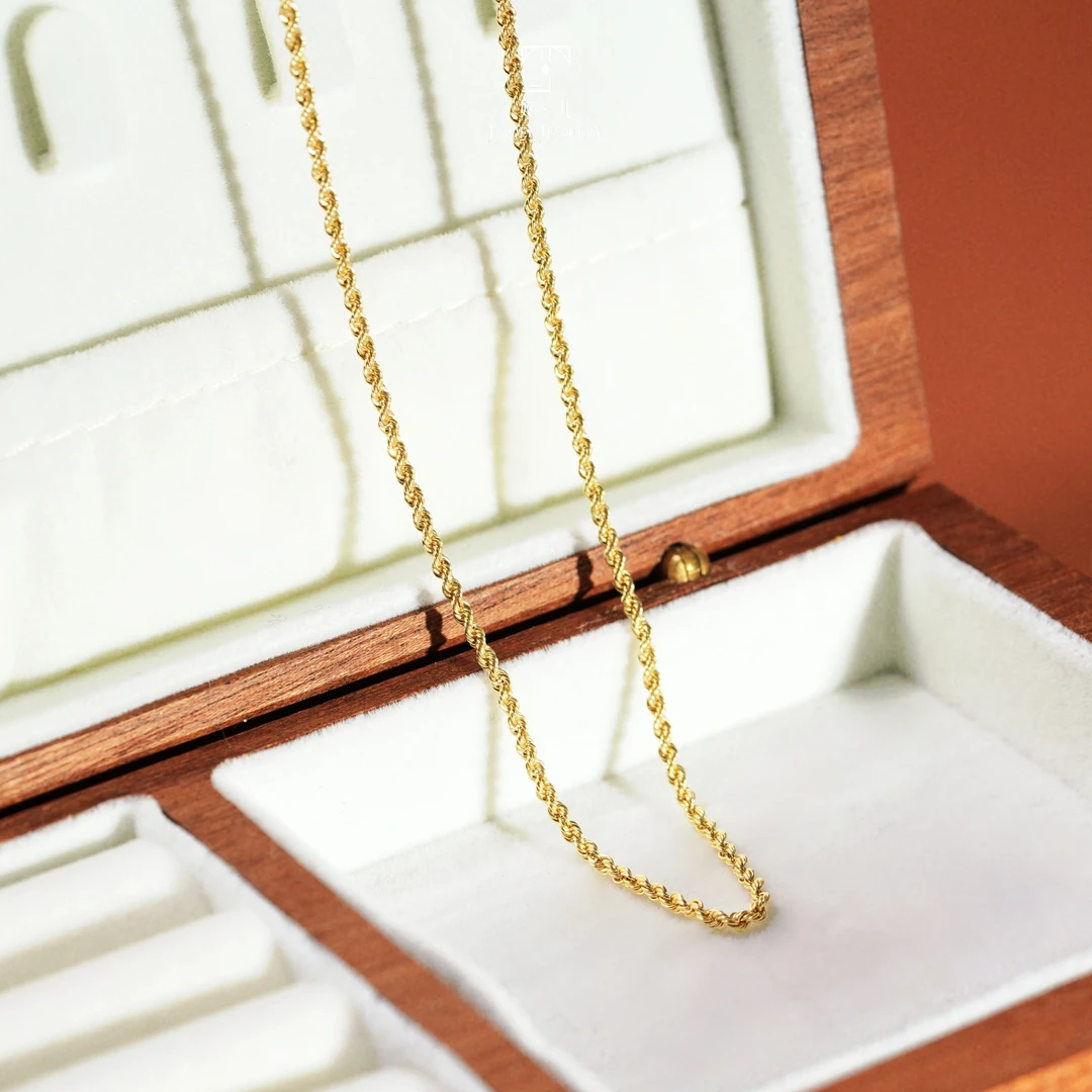 【姣儿珠宝】18K金日本进口麻花抽拉链50cm时尚百搭简约素款