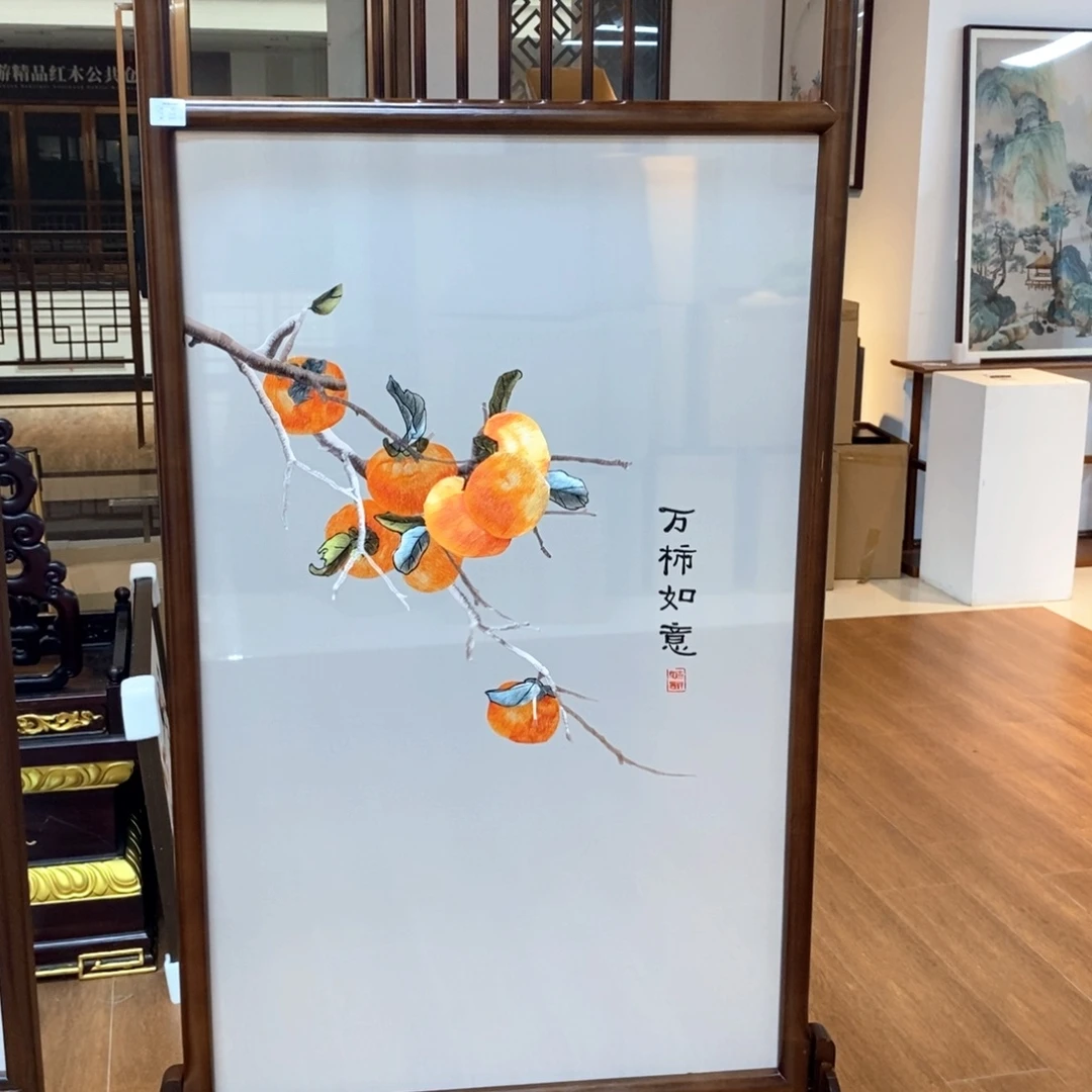 木（非红木类）苏绣屏风