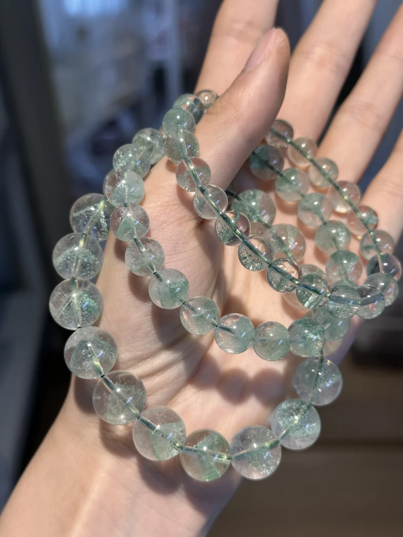 天然金字塔翠幽灵手串 多样性发其一 Y66