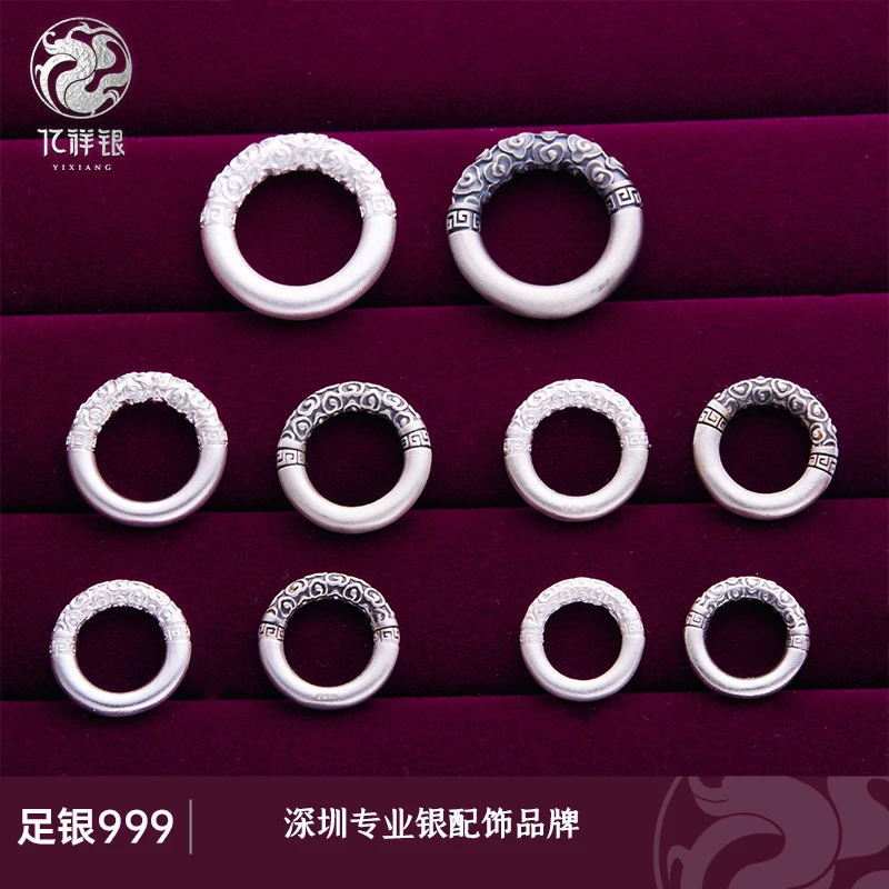 足银银制品 纯银古法手串平安扣吊坠手绳手链送银手串银饰配件