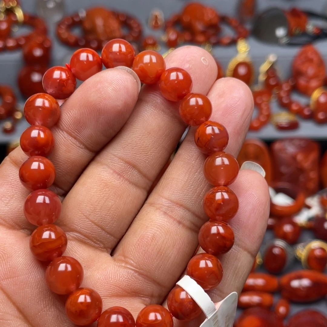 南红玛瑙未镶嵌珠宝奇石单圈9