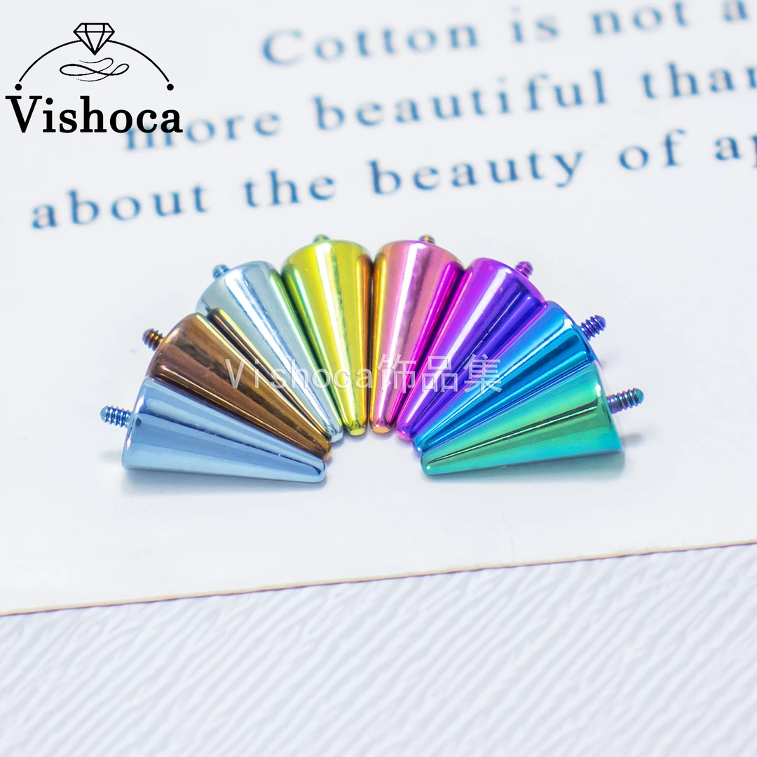 钛合金耳饰 F136钛合金阳极氧化改色恶魔钉虎牙钉内螺纹唇钉耳钉