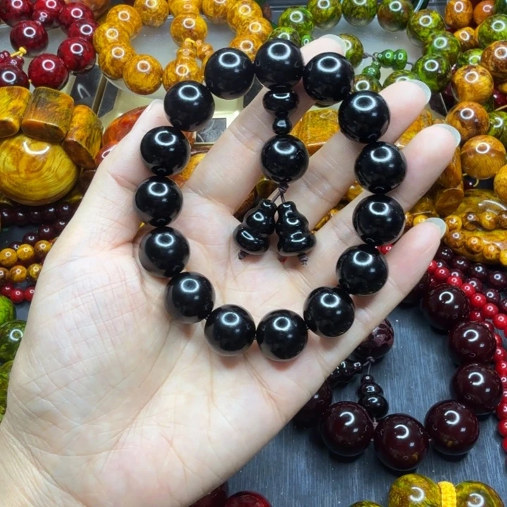 松木琥珀木文玩手串