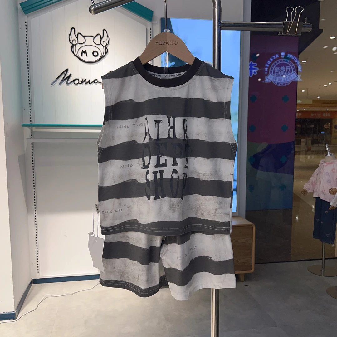 MOMOCO男童夏装套装T恤洋气2025新款小男孩套装