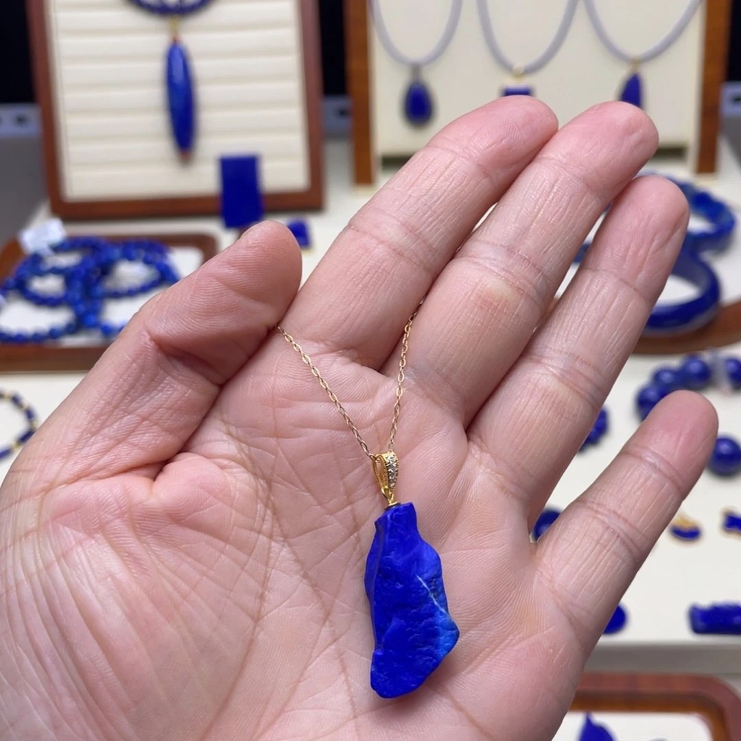 银S925镀金镶嵌青金石吊坠高品