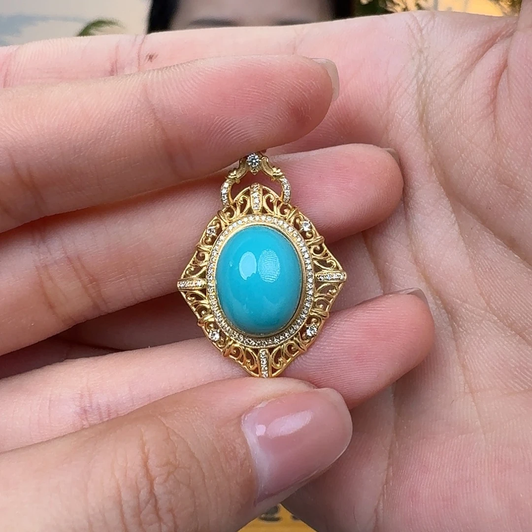 绿松石18K金镶嵌珠宝奇石