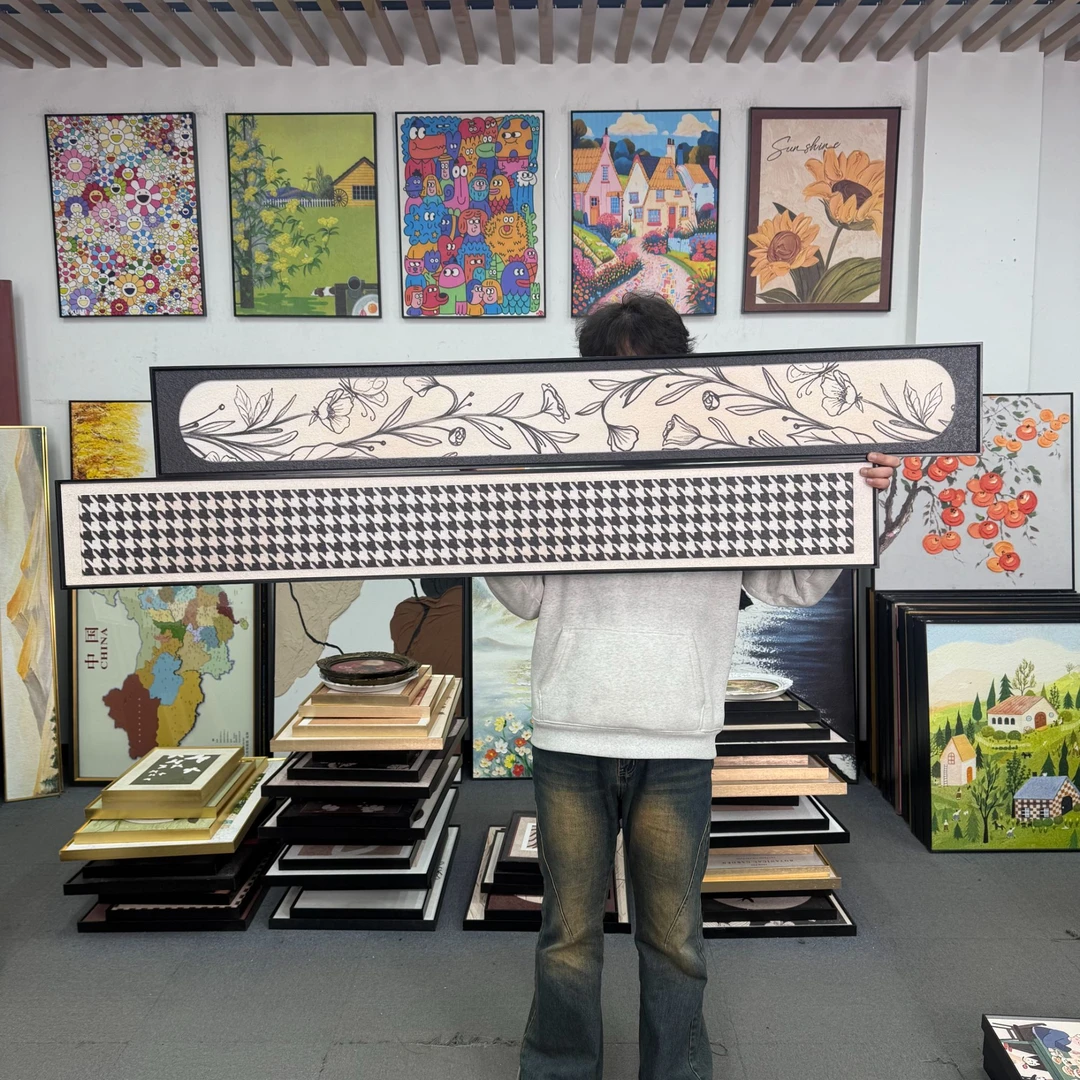 抽象花卉楼梯入户玄关装饰画竖版细长条挂画艺术感走廊挂画20150