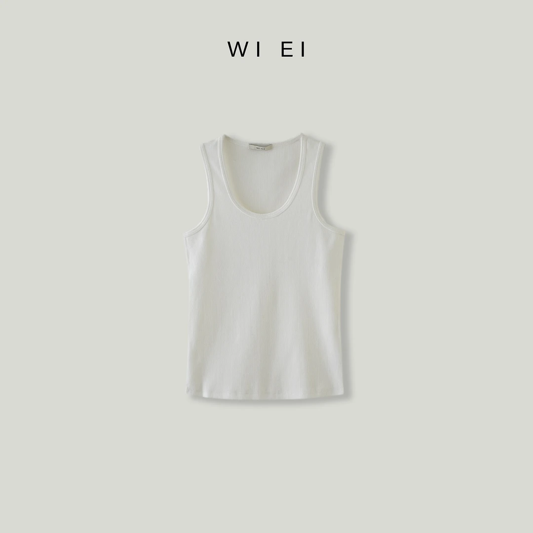 《WI EI》CleanFit博主风*精梳长绒棉 高端弹力百搭U领背心22839