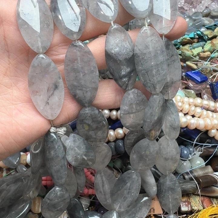 合金玛瑙/玉髓珠宝半成品一条20x40m云雾水晶