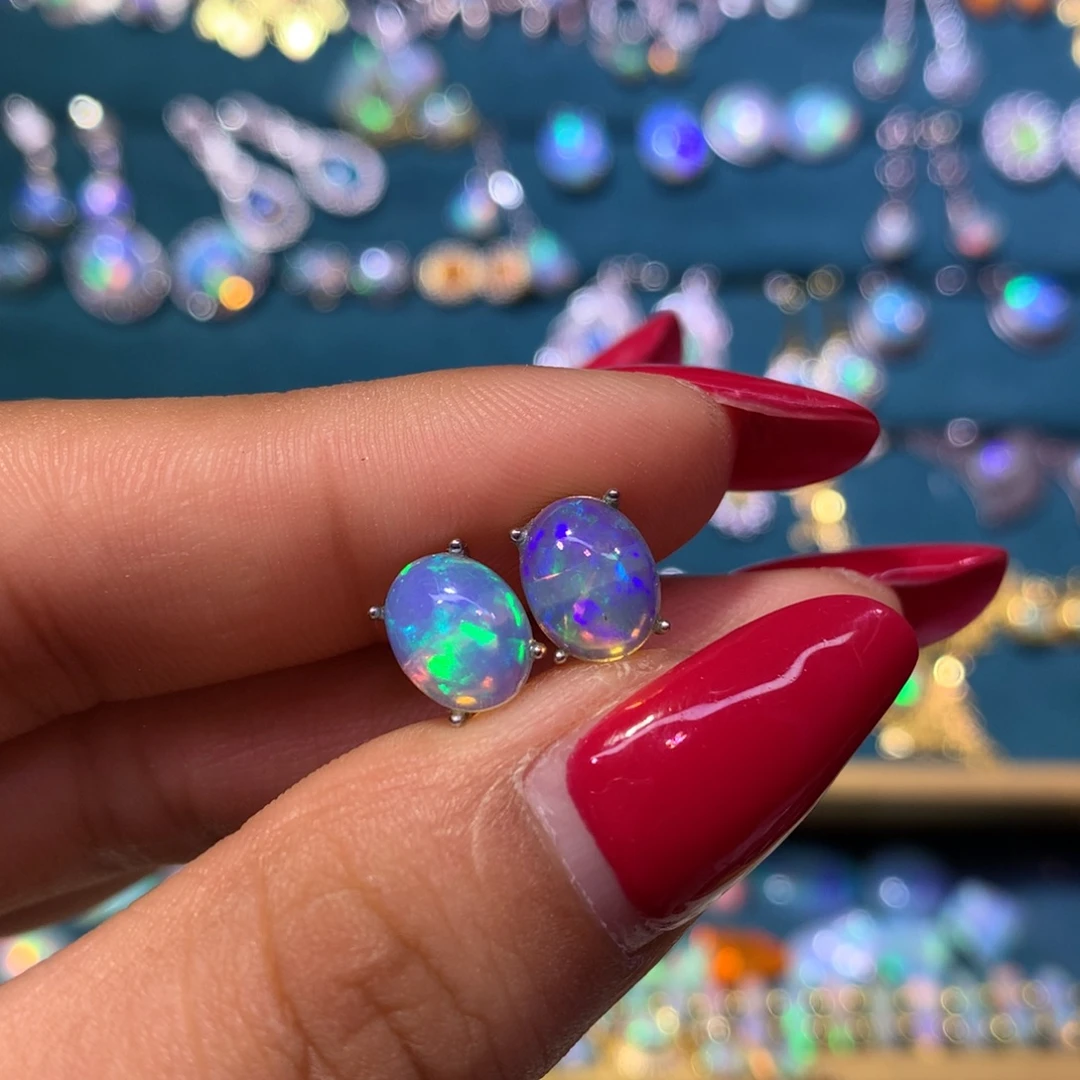 欧泊银S925镶嵌耳饰